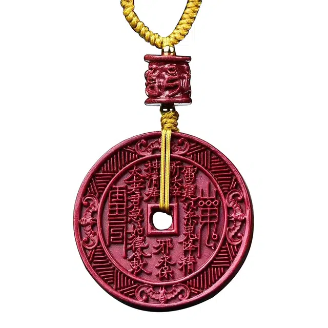 翠雅金楼 本命年山鬼花钱平安扣 国潮复古新中式招财转运#好运 手工编绳国风 再造辰砂朱砂 项链 男女同款情侣款