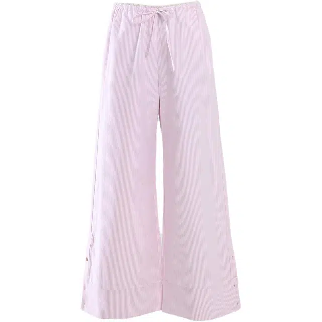 拾籍 设计感美式复古抽绳腰宽松直筒阔腿裤女夏日条纹垂感舒适百搭休闲裤 女款