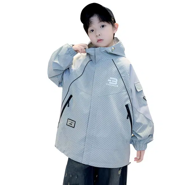 雅鹿夹克外套 舒适亲肤简约插肩纯色 绿色 中小童