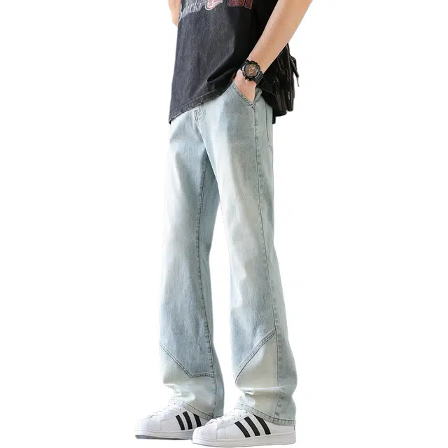 瑞梵帝斯 美式复古高街风格潮流直筒牛仔裤 男款