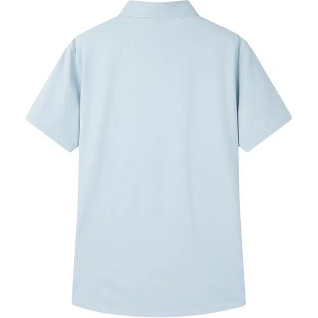 爱登堡 简约纯色休闲翻领短袖衬衫 男款