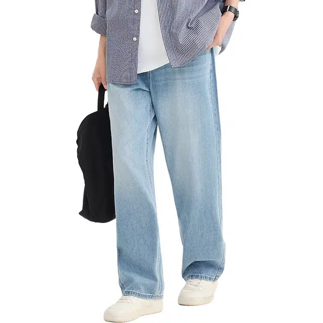 三福 宽松直筒时尚中腰长裤牛仔裤 男款