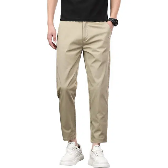 卡丹狄诺 长绒棉男士夏季半松紧舒适透气小直筒修身百搭轻薄九分休闲裤 男款