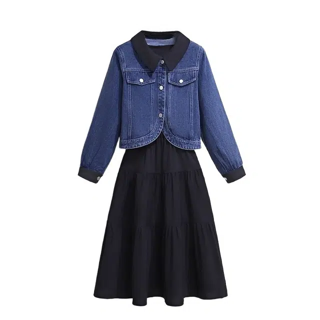 桴生 牛仔外套搭配一整套背心无袖连衣裙裙装套装 女款