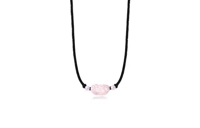 迎百宝 貔极泰来 新中式国风清透灵动温柔高级感吸金纳福貔貅招财转运吞金兽 旺人气桃花满满能量晶灵天然 粉水晶 项链 男女同款情侣款