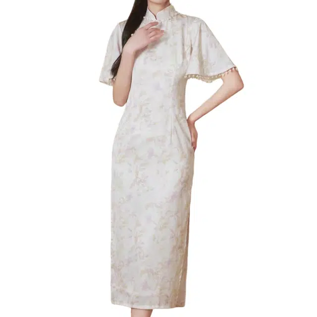 丝絮丝绸 新中式改良旗袍复古气质高端短袖连衣裙 女款