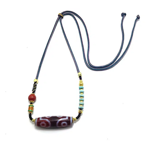 玉临门 国风藏式六眼天珠编织 玛瑙 项链 男女同款情侣款