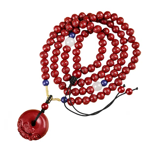 梨云暮雪 六字真言守护平安扣 挂件 国风国潮 朱砂 玉石项链 男女同款情侣款