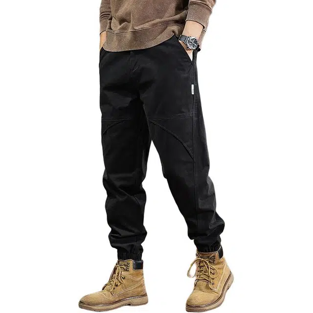 遨宇 美式休闲高街机能痞帅裤缉明线纯棉宽松大码运动束脚裤潮牌休闲裤长裤工装裤 男女同款