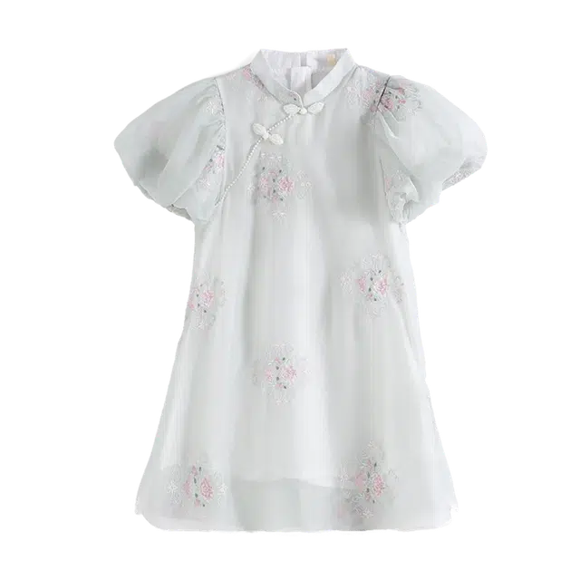 棉基因连衣裙 舒适潮流百搭亲肤短袖 白色 中小童