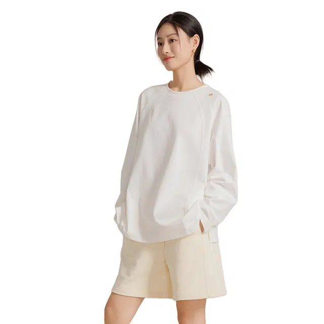 美力城 纯色圆领质感高级感复古风卫衣 女款