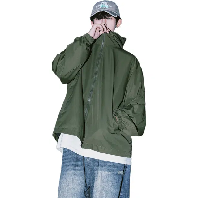 颂希尔 美式潮牌薄款外套户外山系连帽休闲上衣高街潮流情侣登山服夹克 男女同款