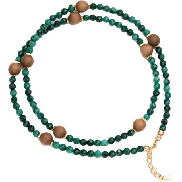 仙源 春意盎然 精致新中式高级感文玩念珠 平安福锁骨链 孔雀石 项链 男女同款情侣款