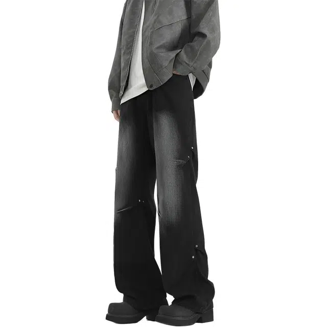 沐诚阳译 美式高街复古直筒潮牌宽松阔腿百搭宽松长裤子休闲裤 男款