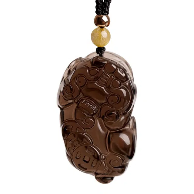 一世倾 五行喜水解压抚愈平静心灵 状元高中锦鲤上岸 新中式招财纳福貔貅吞金兽 礼盒好运天然 黑曜石 项链 男女同款情侣款