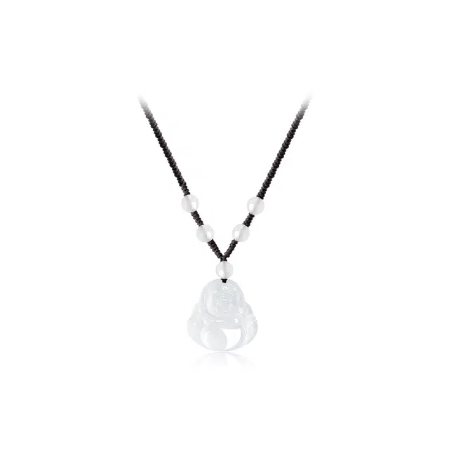 中国珠宝 弥勒佛国风新中式国潮复古平安吉祥大肚笑脸佛公锁骨链 恋爱告白礼盒 财源广进#好运 玉髓 项链 男女同款情侣款