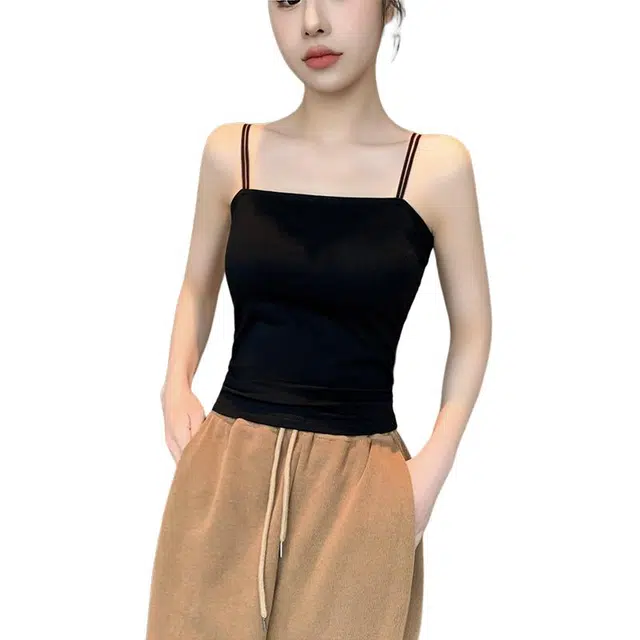 善己 纯色吊带内搭休闲百搭洋气带胸垫外穿美背背心 女款