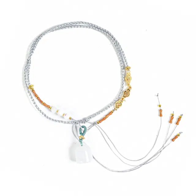 絮物 新中式国潮【称心如意】小香风纯手工编织轻奢高级感温柔小众文玩平安喜乐#好运 天山翠 项链 男女同款情侣款