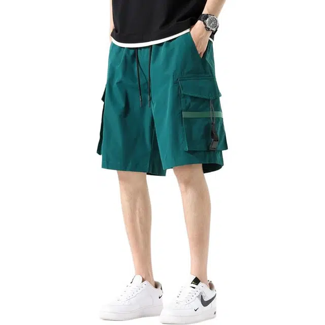左岸 夏季薄款美式复古高街宽松中裤户外机能运动休闲百搭多口袋五分裤工装短裤 男款