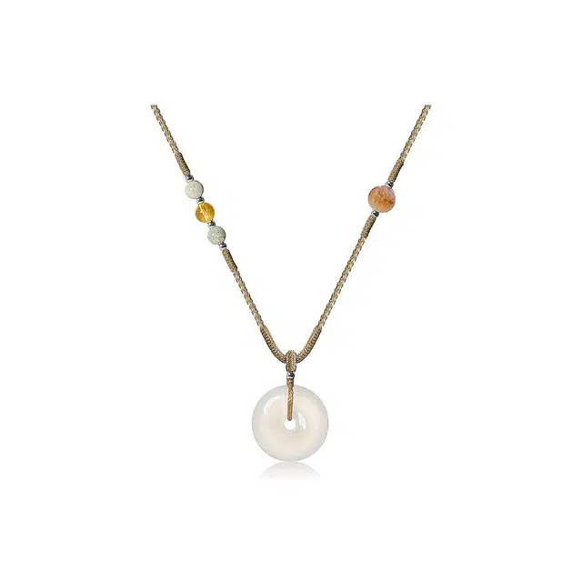 匠锁心玉 高冰平安扣 国潮古风 新中式 转运纳福 守护 玉髓 项链 男女同款情侣款