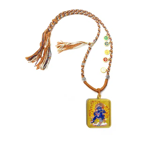 玉临门 【手绘菩提叶】奔富山海 万事亨通 藏式风格 黑财神 手绘唐卡 新中式民族风复古编织绳#好运 合金 项链 男女同款情侣款