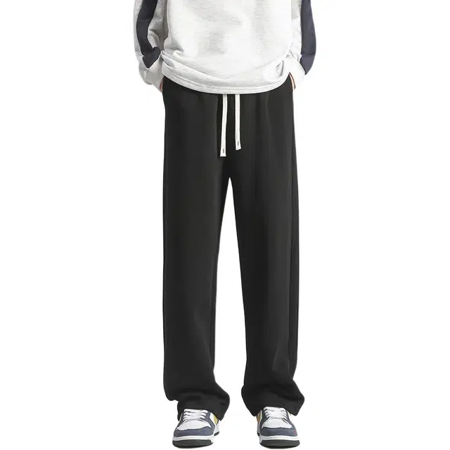 寻星记 卫裤纯色基础款系带简约宽松阔腿直筒休闲裤 男女同款