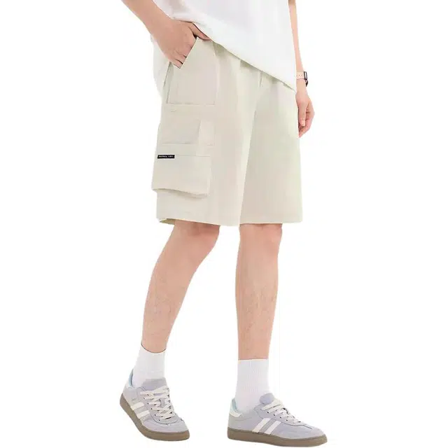 三福 橡筋腰户外简约时尚直筒裤中腰五分裤工装短裤 男款