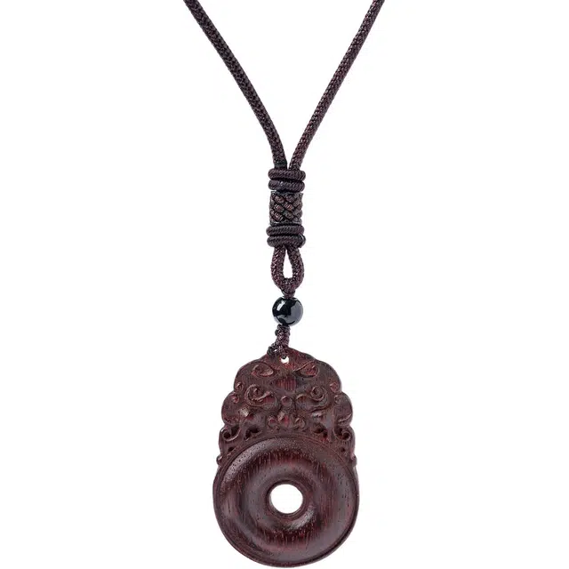 三檀小舍 貔貅平安扣 新中式国潮复古文艺 平安喜乐 多财多福 简约文玩 紫檀属 项链 男女同款情侣款