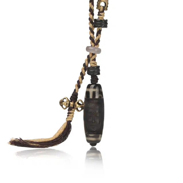 古禾 东方雅韵 爱意东方 藏式佛头九眼天珠国潮复古民族风小众设计高级感精致典雅 约会蜜恋招财好运 玛瑙 项链 男女同款情侣款