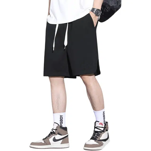 协协乐 夏季薄款宽松潮牌五分运动裤韩版潮流冰丝凉感透气美式高街卫裤休闲短裤 男款