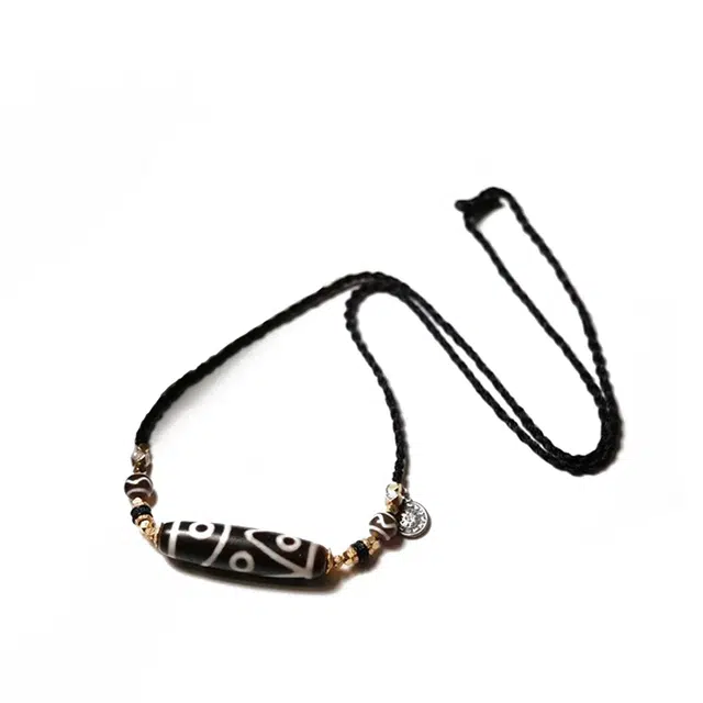 【财如潮水滚滚来】 玉临门 福禄双全 藏式六眼天珠吊坠 复古民族风文玩锁骨链#好运 玛瑙 项链 男女同款情侣款