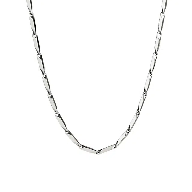 暖瞳 嘻哈风格竹节造型个性简洁时尚冷淡风菱形 钛钢 项链 男女同款情侣款