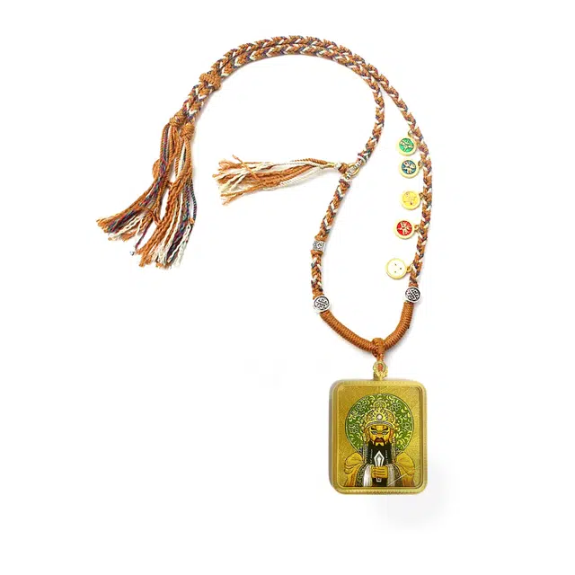 【手绘菩提叶】 玉临门 薪满意足 喜迎财神 藏式风格 绿财神唐卡 新中式民族风复古编织绳#好运 合金 项链 男女同款情侣款