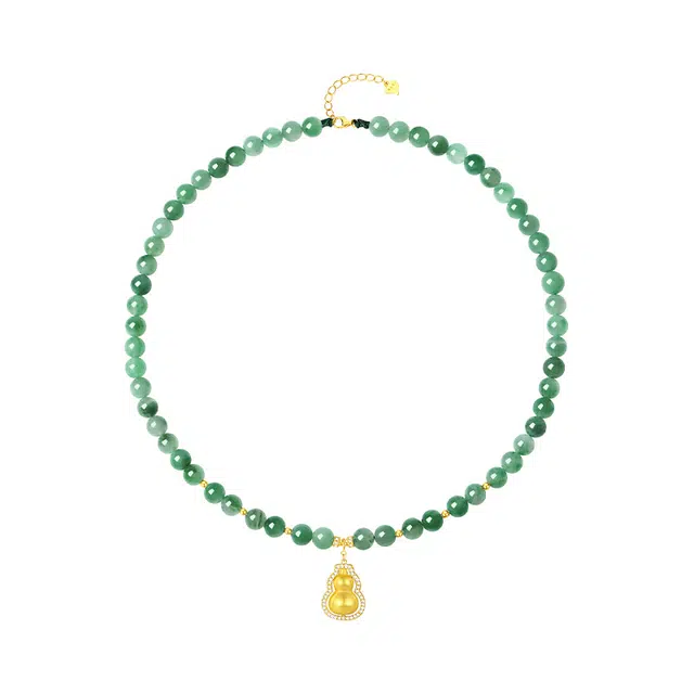 周大生 【福禄生辉】国风葫芦锁骨链 轻奢温柔古典小众颈饰 新中式旗袍汉服穿搭配饰 优雅经典#好运天然 非洲翠 项链 女款