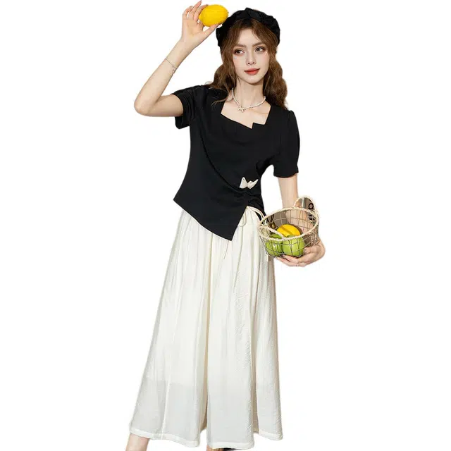 法文箱子 夏 高级感女式休闲裤套装休闲套装 宽松 女款