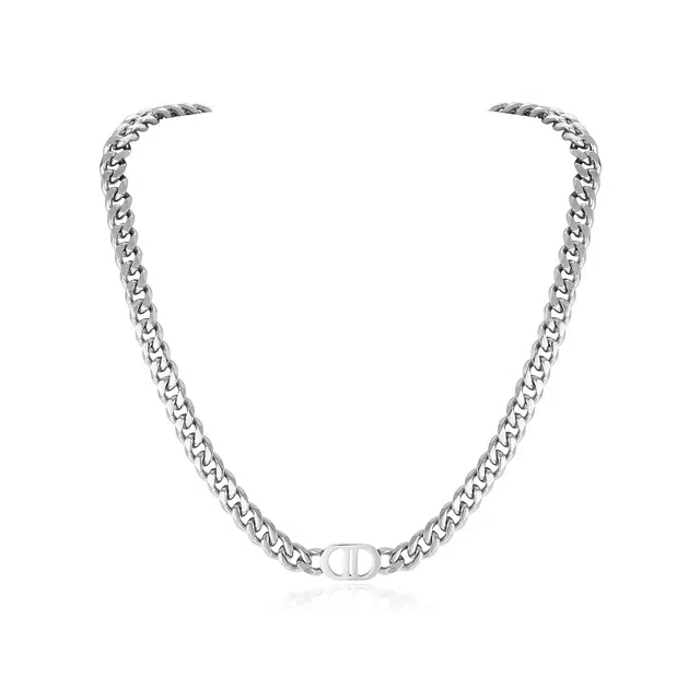 前方大荒野 原创小众字母古巴链个性高级感不掉色嘻哈风男士百搭 简约设计感情侣毛衣链 时尚配饰项链手链 男款