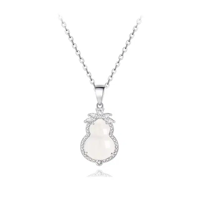 庆怡 气质款葫芦新中式国潮小众设计感福禄生财锁骨链 玉髓 玉石项链 女款