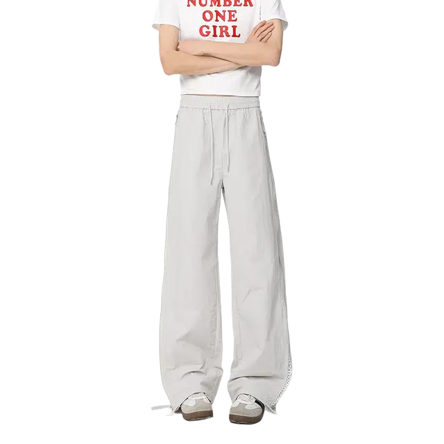 佑麟 多巴胺裤子女夏季轻薄款小个子垂感网格裤防水速干空调长裤休闲裤 男女同款