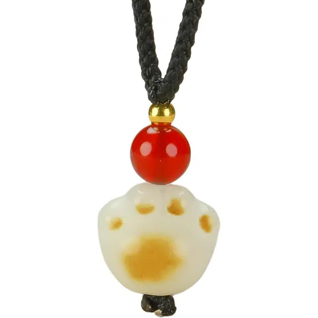 镯钰瑭 炭烧招财猫爪八方来财好运 连连可爱猫咪爪子 国风佛珠招财纳福小众设计 菩提根 项链 男女同款情侣款