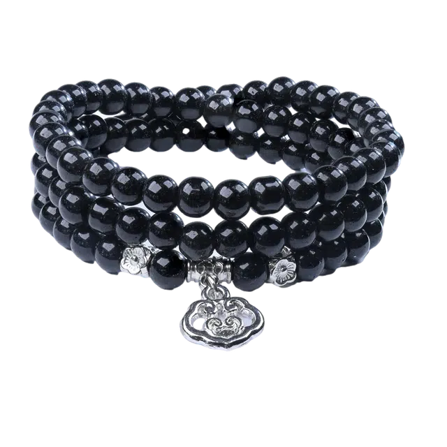 【祥云平安锁】 灵晔 新中式国潮文玩个性时尚百搭小众复古设计小清新设计盘玩佛珠念珠转运珠纳福#好运 黑檀 手串 男女同款情侣款