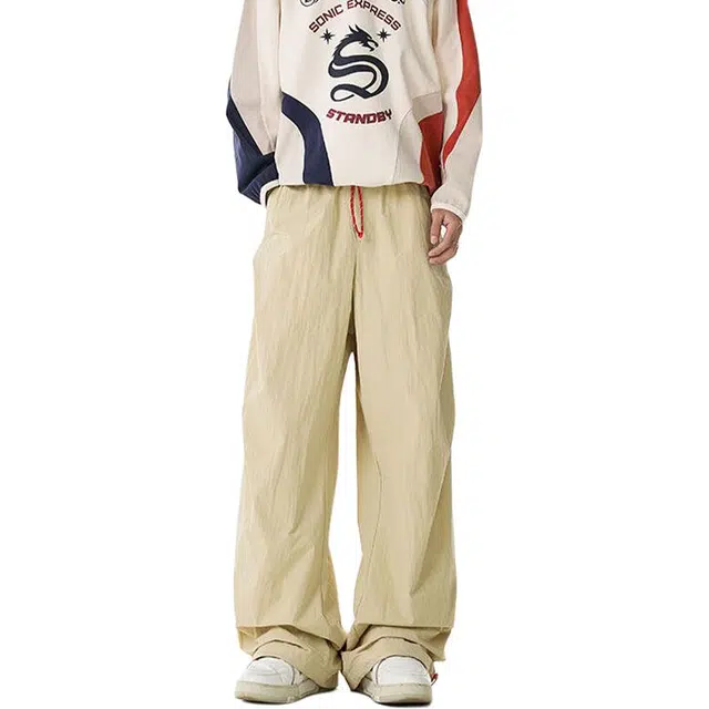 佐菲利 美式阔腿伞兵工装裤夏季多巴胺速干长裤抽绳设计运动裤子休闲裤 男女同款