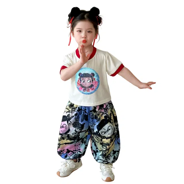 浪莎休闲运动套装 潮流洋气舒适 米色 中小童