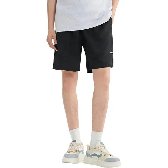 三福 脏脏扎染宽松橡筋腰头中腰休闲短裤 男款