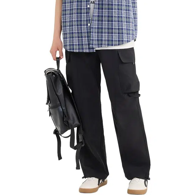 三福 宽松橡筋腰头户外中腰长裤工装裤 男款