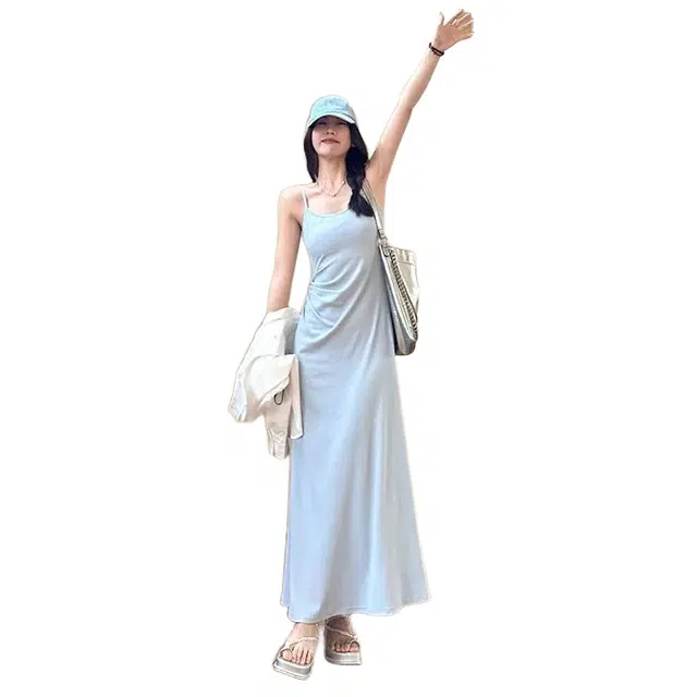一碗士多 法式女夏季气质开春穿搭一整套装长裙吊带连衣裙 女款
