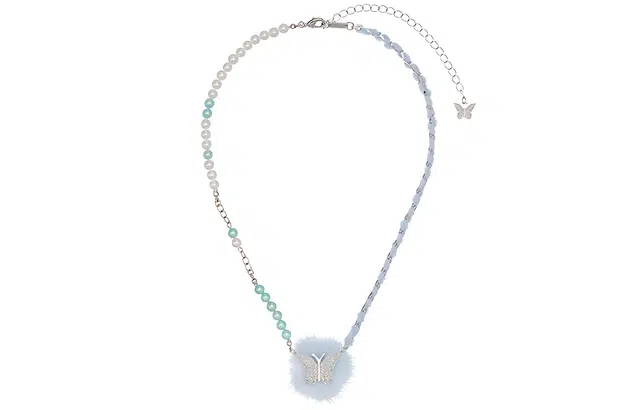 STUGAZI Furry Baby Blue Asymmetrical Necklace