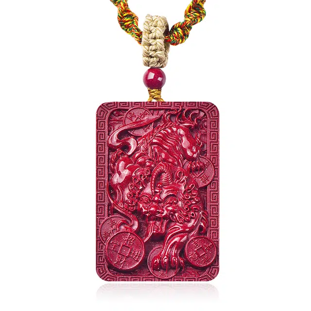 谧月珠宝 新中式 复古 民族风 招财进宝 貔貅 精品 高含量 紫金砂吉祥如意 小众设计大气 再造辰砂朱砂 项链 男女同款情侣款