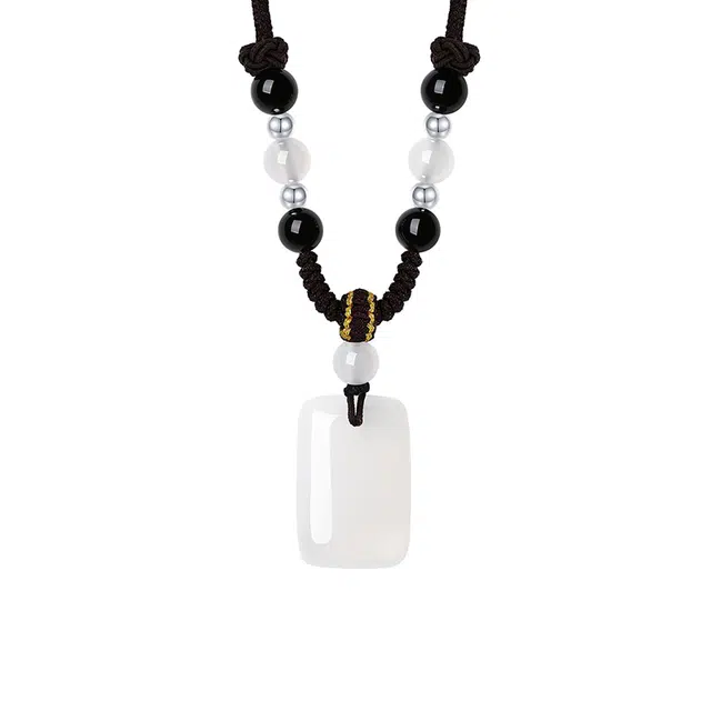 金大福 国潮新中式复古 平安无事 顺遂无忧 诸事顺利 小众轻奢高级感设计 玉髓 项链 男女同款情侣款