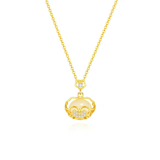 【S999银|甄选高品质】 金师傅 吉祥如意平安锁吊坠 本命年长命锁新中式国潮气质优雅清冷 小众轻奢设计高级#好运 玉髓 项链 女款