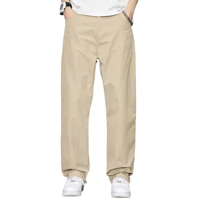 隐狼世家 潮流薄款纯色中腰舒适时尚休闲裤 男款